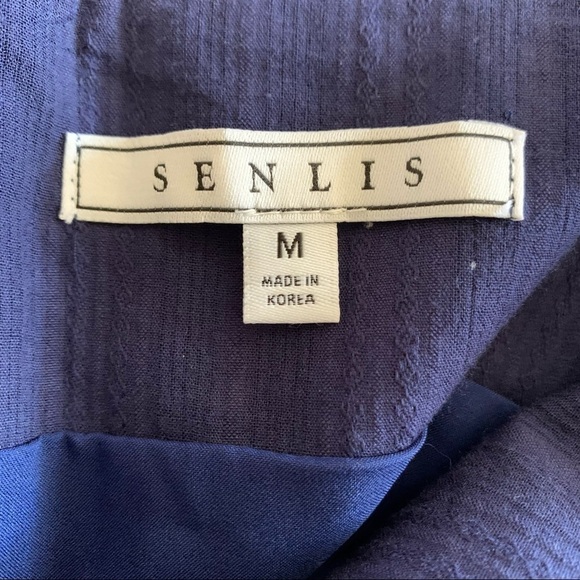 Senlis New Without Tags Navy Blue Eyelash Lace Eyelet Cap Sleeve Romantic Dress - Picture 9 of 10